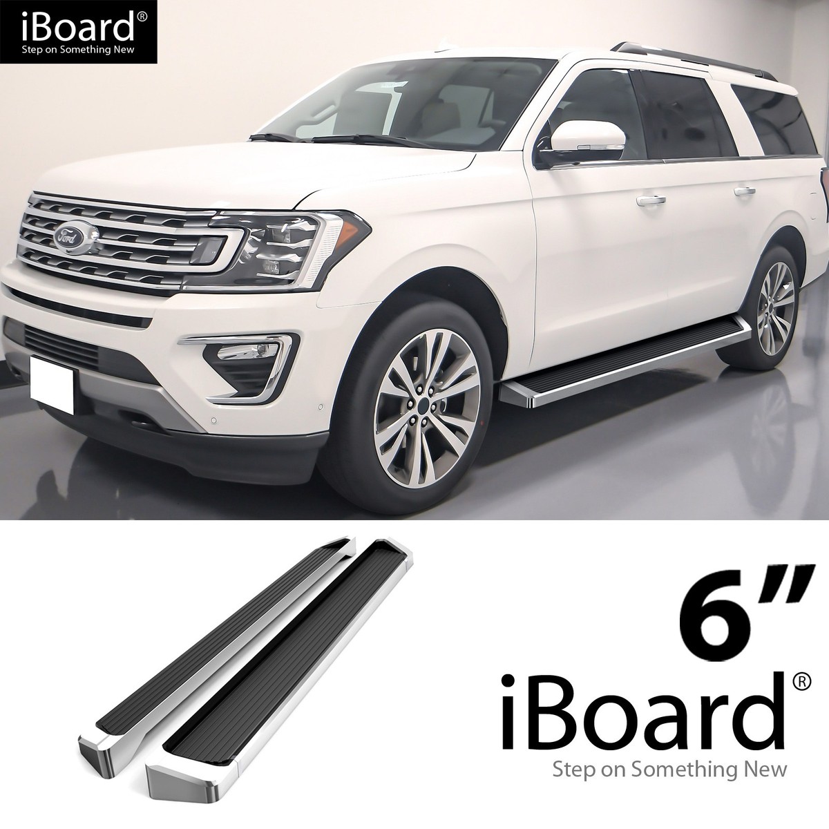 APS Running Board Bar 6in Aluminum Silver Fit Ford Expedition SUV