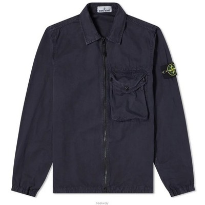 Stone Island Navy Blue Logo Patch Casual Jacket for Men 7415117WN-V0120 size XL