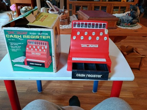 Vintage Tom Thumb Push-Button Cash Register Red No. 1511 With Both Works - Picture 8 of 8