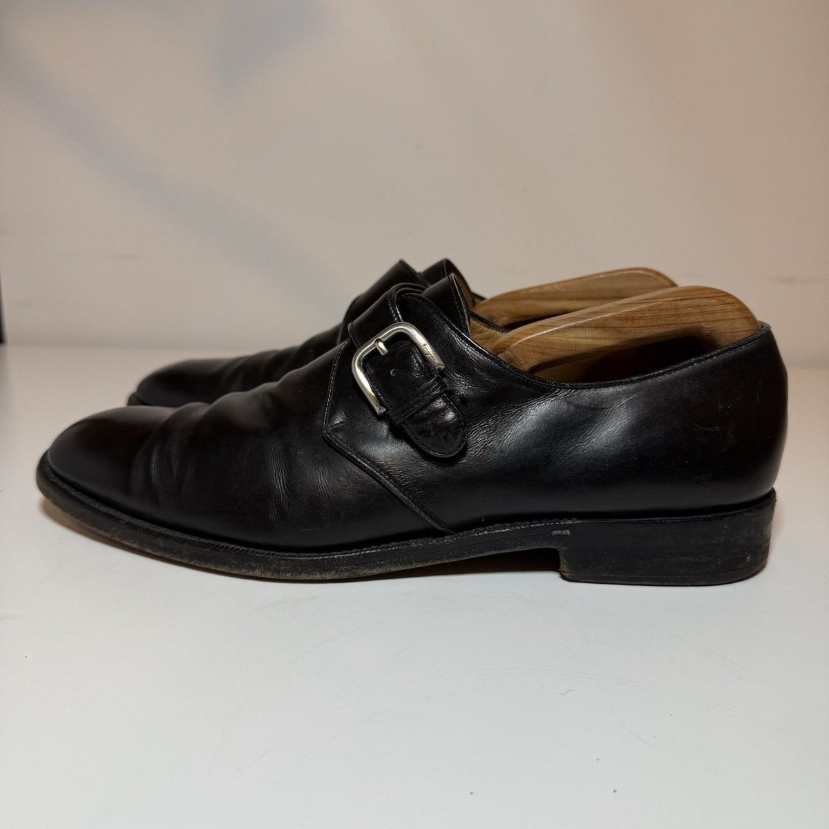 Salvatore Ferragamo Tramezza Black Leather Monk Strap Dress  display picture 3