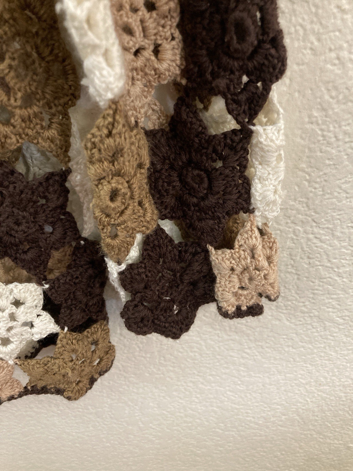 Crocheted Patchwork Top Sweater Browns Cream Boho… - image 4