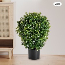 Set of 2 UV Resistant Home Outdoor Artificial Boxwood Topiary Ball Tree 20 in