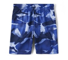 NWT Boys Children s Place Athletic Drawstring Shorts Blue Camo Print Sz XS