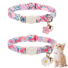 Girl Cat Collars - Spring Floral - 2 Pack - Breakaway Kitten Collars