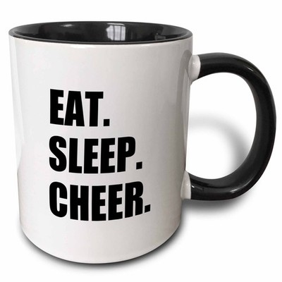 3dRose Eat Sleep Cheer Cheerleader Team Two Tone Black Mug 11oz Fun Gift