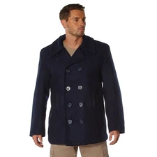 Navy Blue  Coats Peacoat Wool Blend Large 7270-L