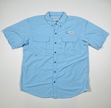 Magellan Outdoors Shirt Mens Large Blue Button Up Short Sleeve Fishing Angler