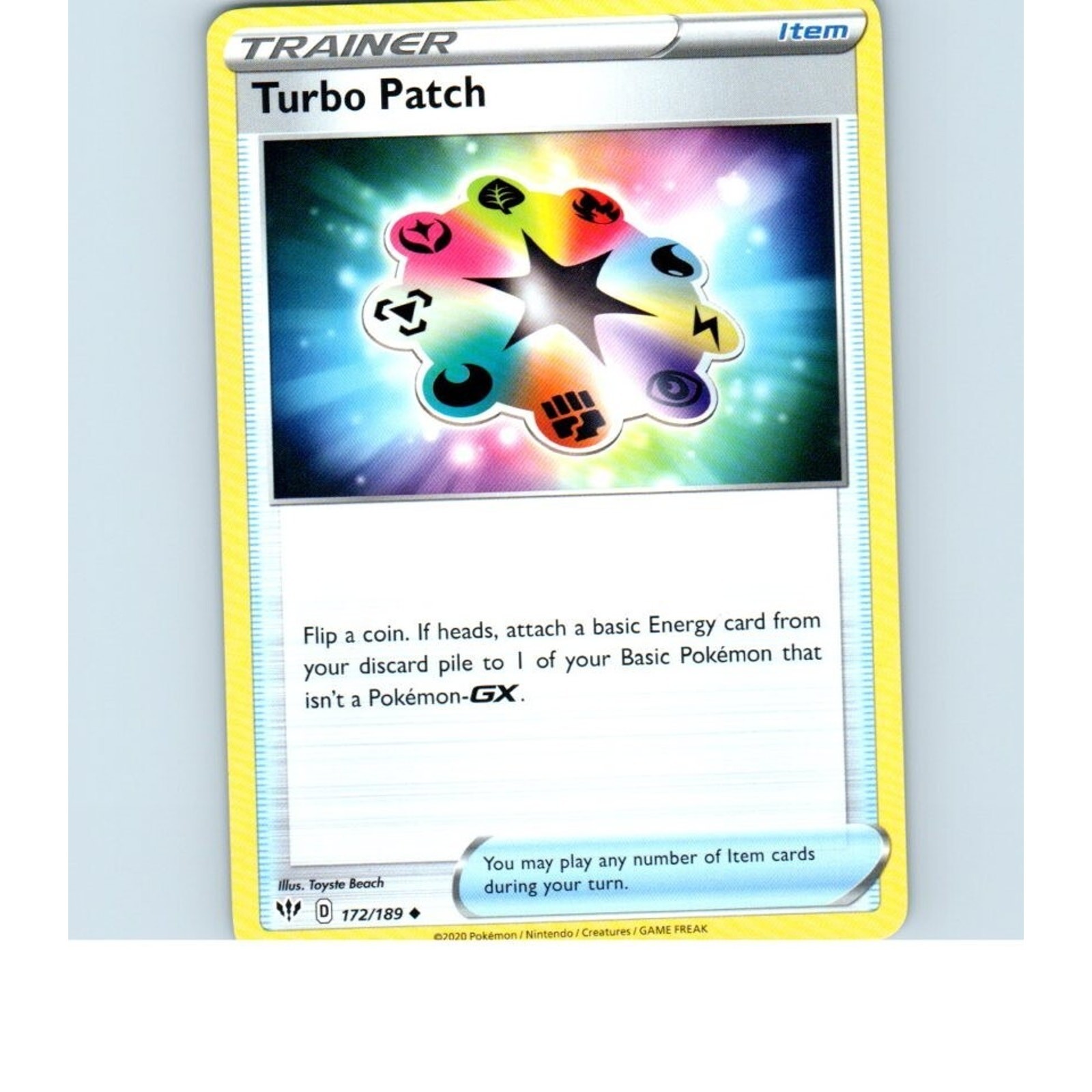 2020 Trainer Turbo Patch 172/189 Pokemon Card