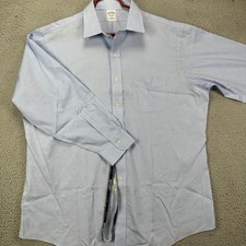 Brooks Brothers Shirt Dress Mens 18 34 Blue Button Up Slim Fit Long Sleeve NEW