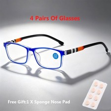 4PK Spring Hinge Reading Glasses Men Women Fashion Striped Print Readers 0 4.00