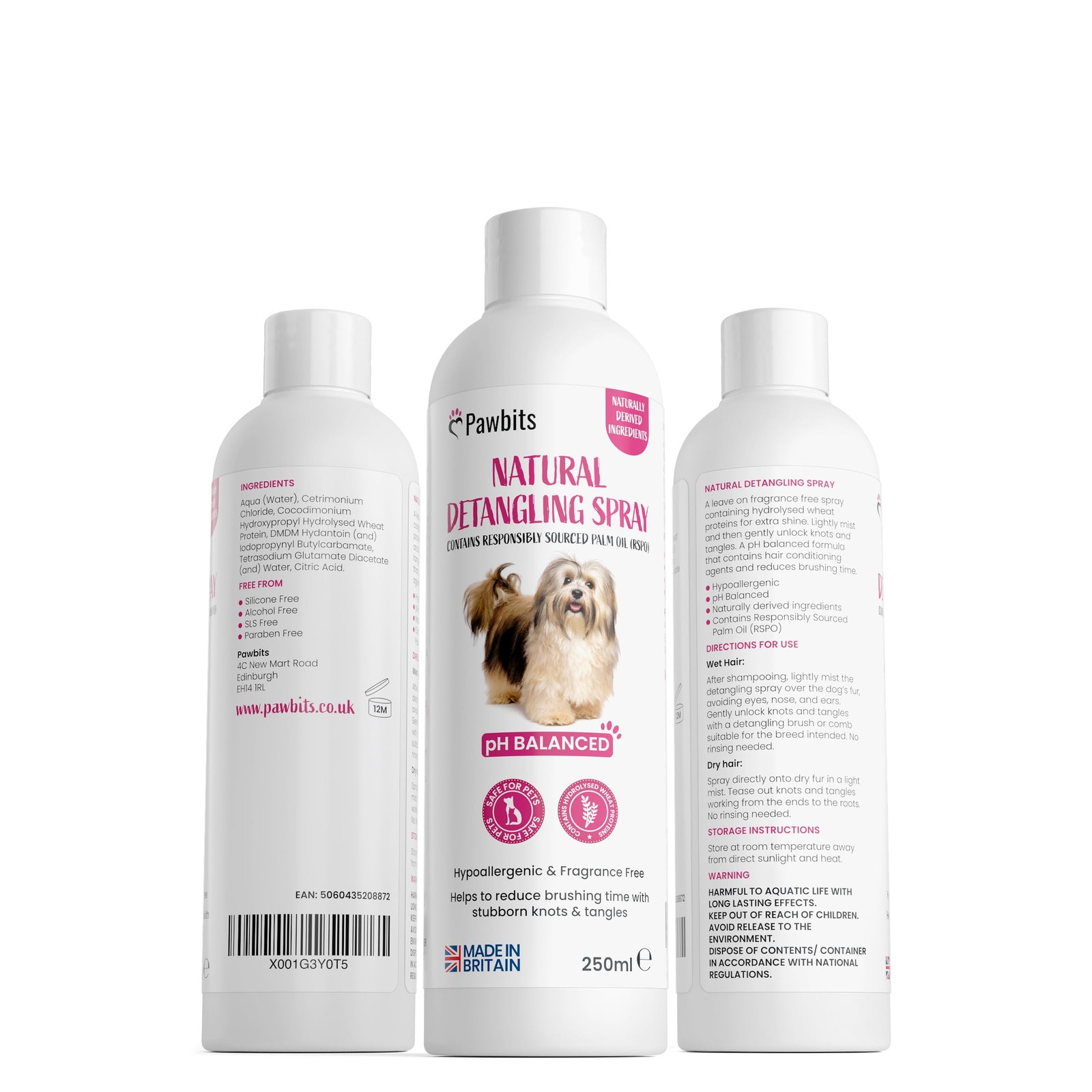 Dog Detangler Spray - Hair/Fur Conditioner - Professional Grooming White