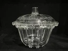 Vintage Clear Depression glass Candy Bowl/Dish elegant beautiful with Lid Beaded