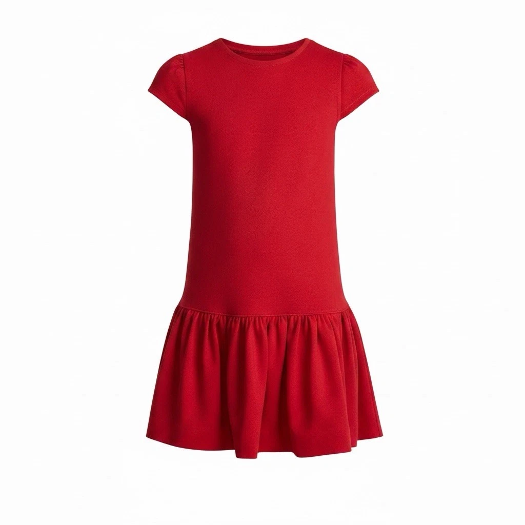 Vineyard Vines Big Kids Girls Size Large Maxine Red Ponte Dress Gold Sequin Bow