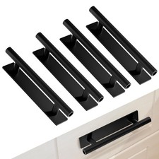 4Pcs Adhesive Cabinet Handles, No Drill Kitchen Handles, Plastic Self-Stick I...