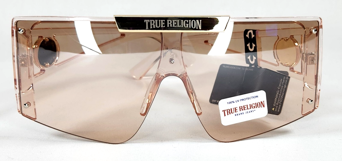 TRUE RELIGION サングラス True Religion Crystal Shield Peach Frame Oversized Sunglasses | eBay