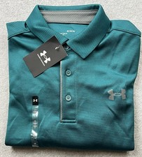 Under Armour Tech Men  s Polo Shirt Hydro Teal Size Medium 1290140-449 NWT