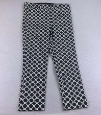 Talbots Pants Womens 12 Black Geometric Hampshire Ankle Straight Leg Pant NWT