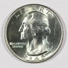 1945-P Washington Silver Quarter-Dollar Coin, Uncirculated