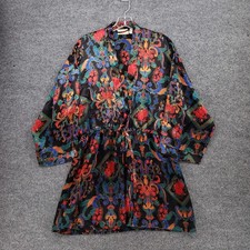 VINTAGE Victorias Secret 90s Robe Womens S Small Black Gold Label Satin Kimono