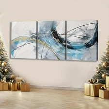 3pcs Wooden Framed Canvas, Abstract poster, Fantasy Decorations, Frame Painting,