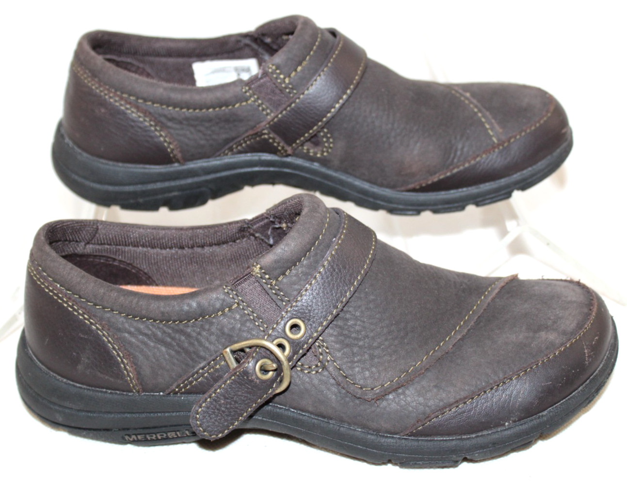 Scarpe slip on Merrell Dassie donna 6 5 pelle marrone scamosciata fibbia J69082