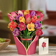 Paper Pop-Up Flower Card Tropical Forever Flowers Bouquet 3D Popup Greeting