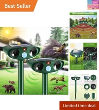 Waterproof Solar Animal Repellent - Ultrasonic Motion Sensor for Gardens & Yards