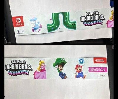Nintendo Switch Super Mario Wonder kiosk Banner graphic sign 5.75 X 48in w Tear