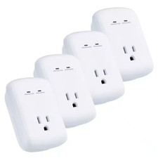 1-Outlet Wall Mounted Surge Protector, White 4-Pack