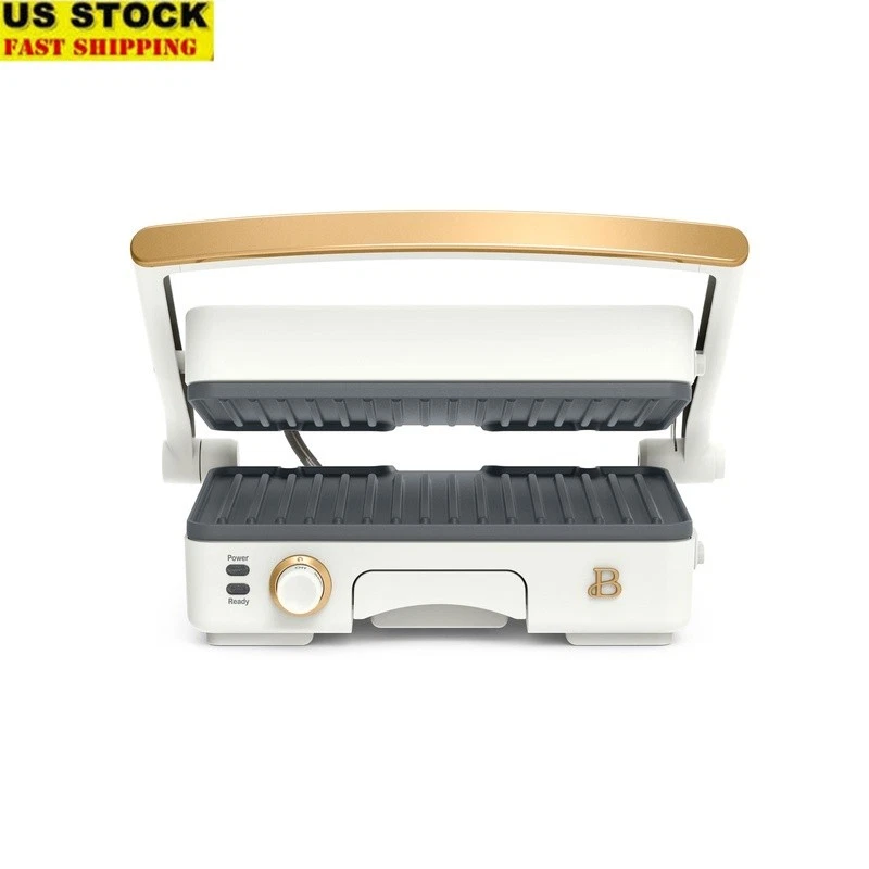 2-in-1 Panini Press Grill Non-Stick Plates Adjustable Temp Cool Touch Safety New