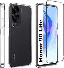 For Honor 90 Lite / 5G Case, Slim Clear Gel Phone Cover & Glass Screen Protector