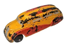 Vintage 1930's Sun Rubber Co Art Deco Streamline Yellow Passenger Bus Rubber Toy