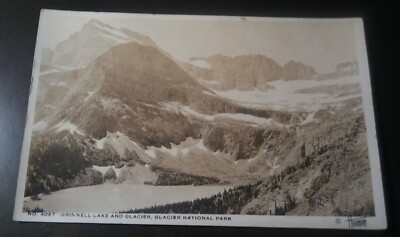 AZO RPPC Postcard-Glacier National Park GRINNELL LAKE SIGNED H SCHMIDT POSTCARD