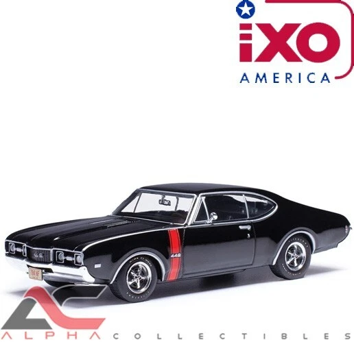 IXO IA43006 1:43 1968 OLDSMOBILE 442 W-30 (EBONY BLACK W/ RED STRIPES) - Image 2 of 2