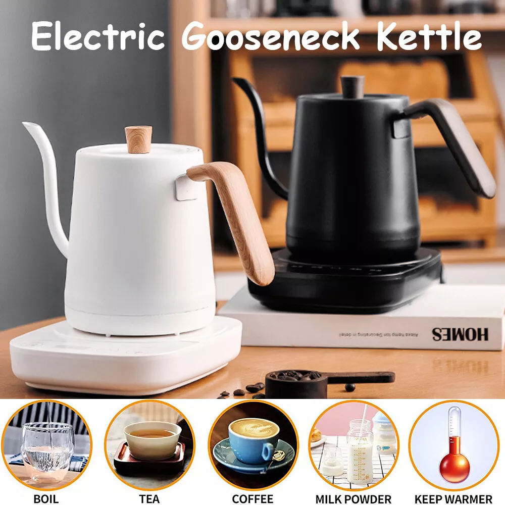 Electric Gooseneck Kettle Pourover Coffee And Tea Pot Stainless Steel