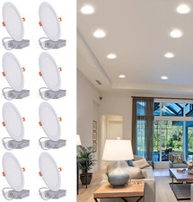 10X 18W 8-Inch Round Cool White Canless Dimmable LED Recessed Ceiling Can Light