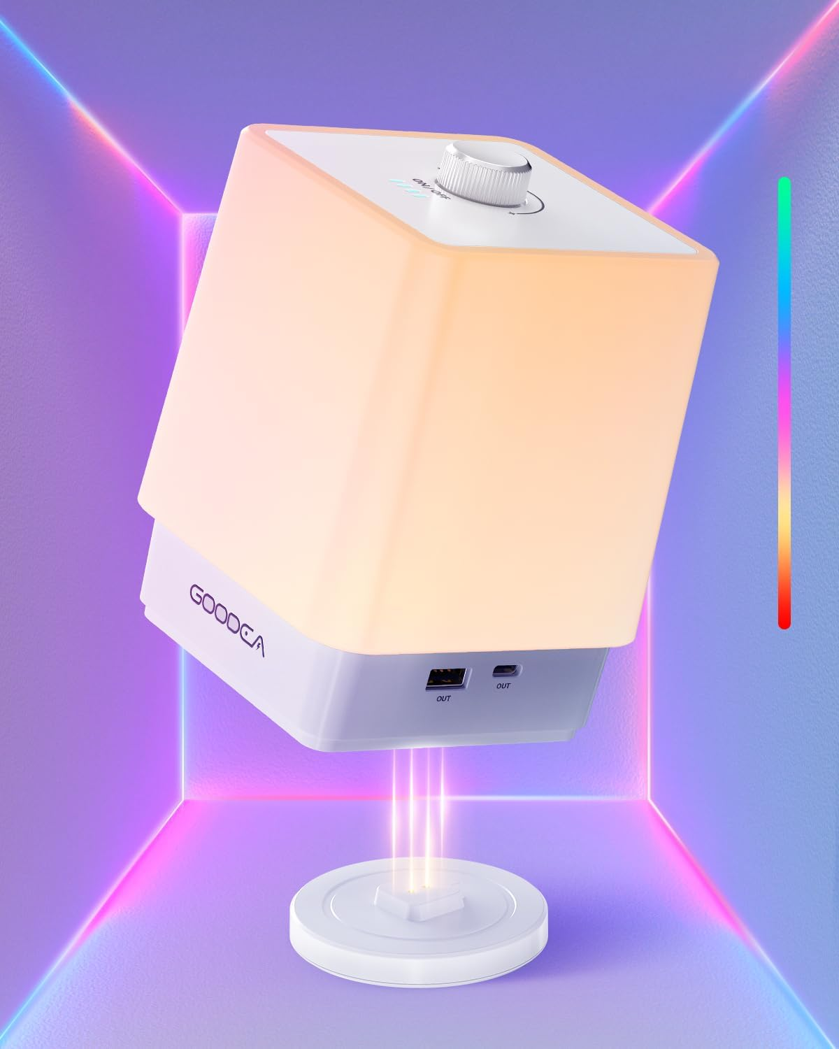 Cordless RGB Night Lamp with 6000mAh Charging Base for Bedroom