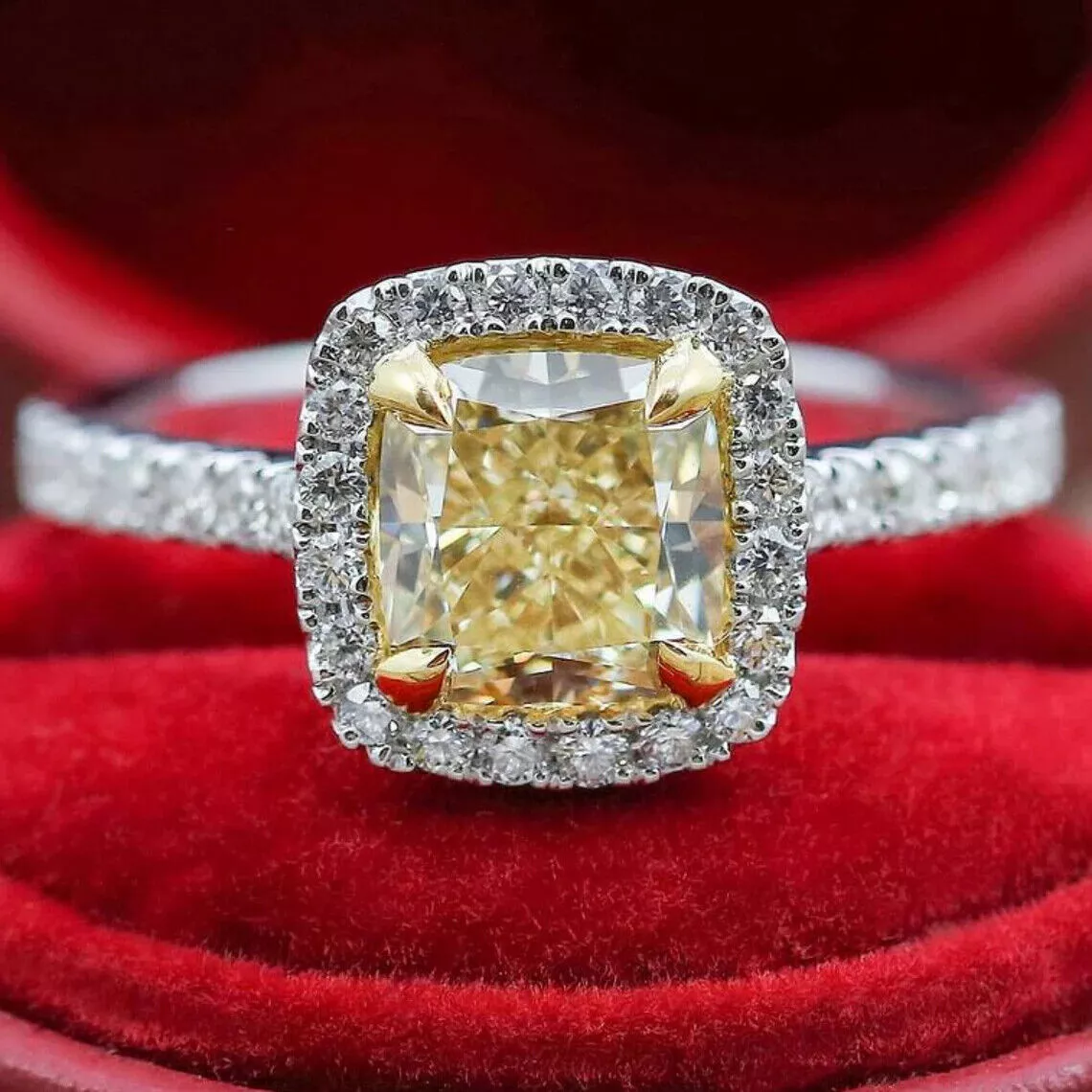 Cushion cut yellow sapphire hotsell ring