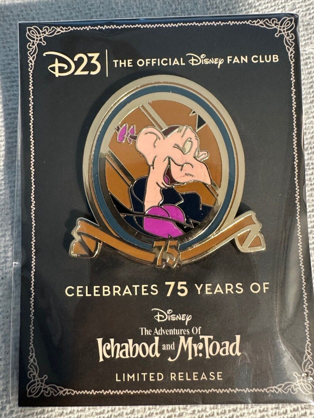 D23 Sleepy Hollow Tarrytown 75 Years Pin The Adventures of Ichabod Mr. Toad  NEW