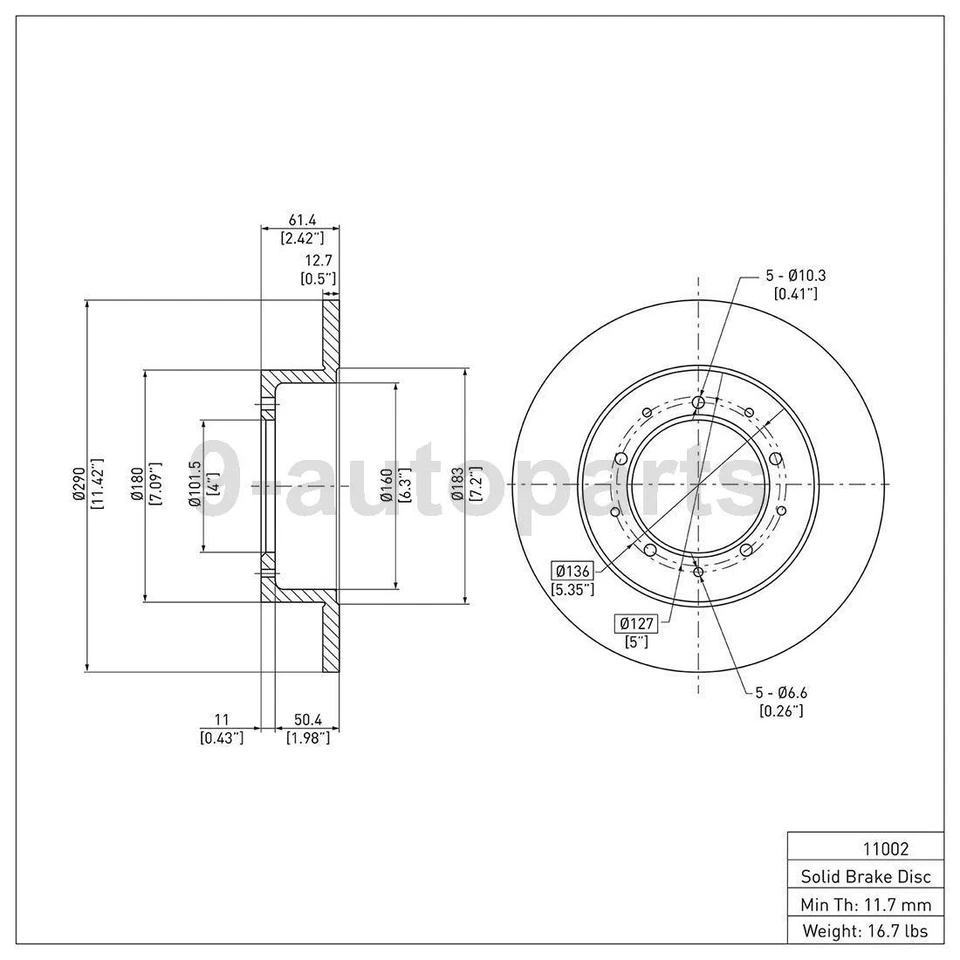 Front Rear Disc Brake Rotors For 1994 1995 1996 1997 1998 Land Rover Discovery - Image 4 of 4
