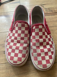 red and white checkered vans womens