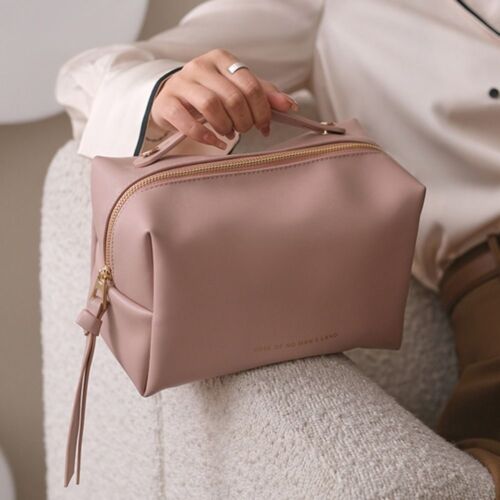 PU Leather Cosmetic Bag Waterproof Storage Tool with Handle Storage Bags  Women - Afbeelding 1 van 8
