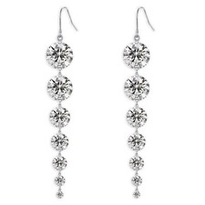 925 Silver Dangle Earrings for Women Statement 5A Cubic Zirconia Prom Earring...