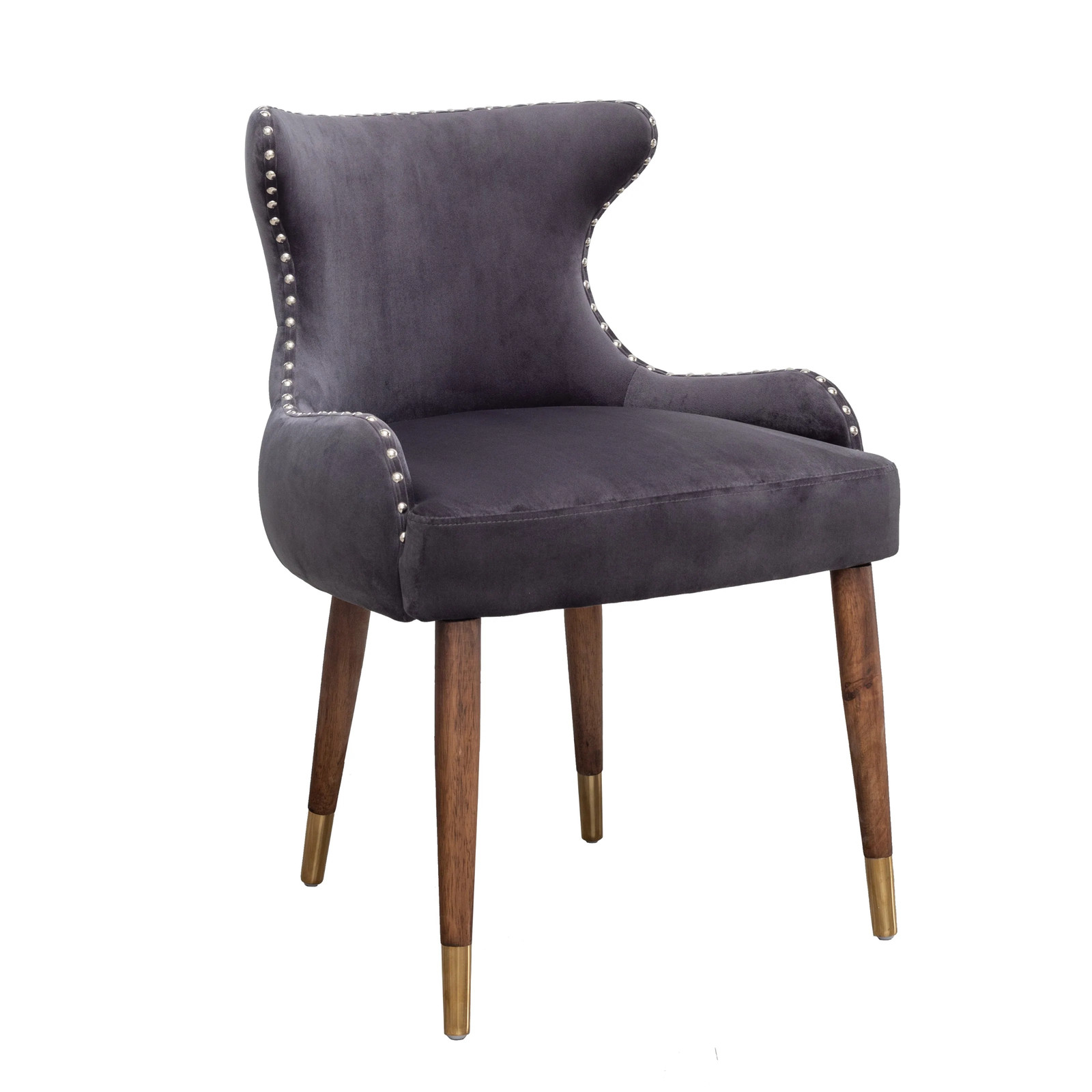Lindale Contemporary Velvet Upholstered Nailhead Trim Accent Chair, Gray