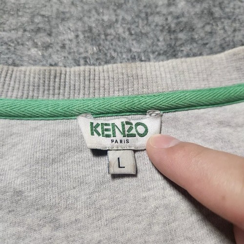 FITS LIKE A SMALL Kenzo Paris Embroidered Logo Grey Sweatshirt Pullover in Large - Picture 4 of 8