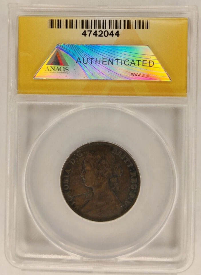1864 GREAT BRITAIN 1/2 Penny Half Penny ANACS EF45 Lamination Error Rare Coin 1A - Image 2 of 4