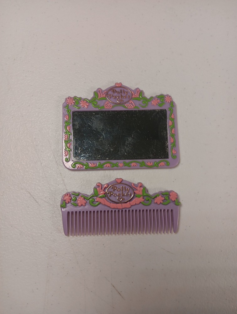 Vintage Bluebird Polly Pocket 1990 Pretty Hair Playset Tiny Mirror & Comb
