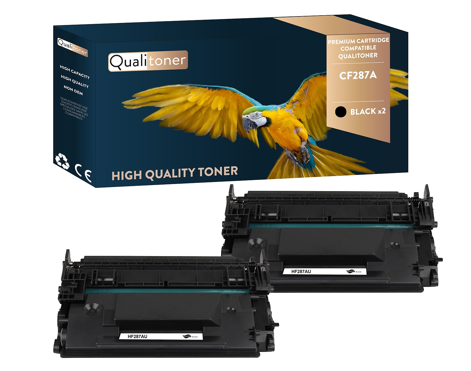 Cartouche toner HP CF287A noir compatible Qualitoner lot de 2 pour imprimante laser de bureau