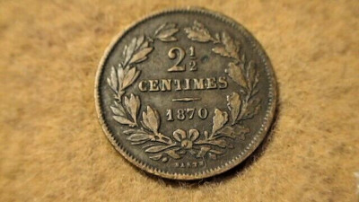 1870 2 1/2 Centimes ''no dot'' type - Grand Duche De Luxembourg Inscription 210K