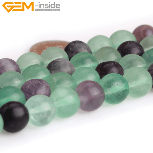 Natural Forested Round Chakras Beads Green Purple Fluorite Quartz Jewelry 15" - Picture 12 of 28